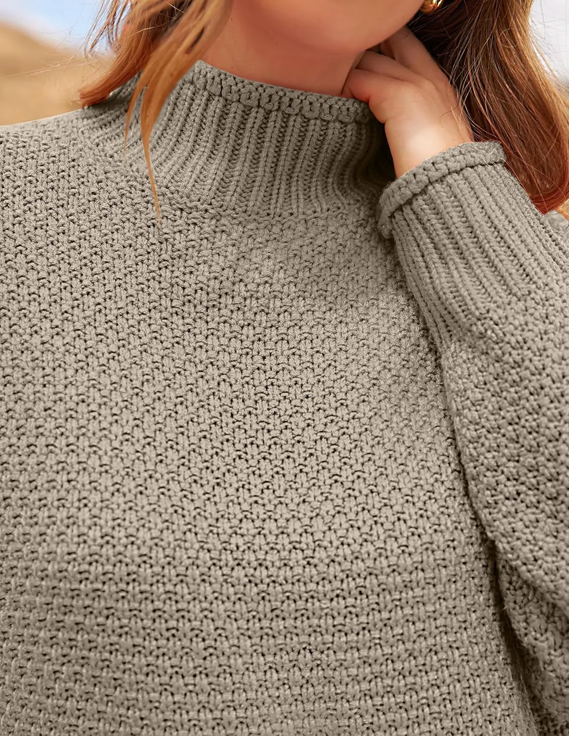 ZESICA Women's Turtleneck Batwing Sleeve Loose Oversized Chunky Knitted Pullover Sweater Jumper Tops