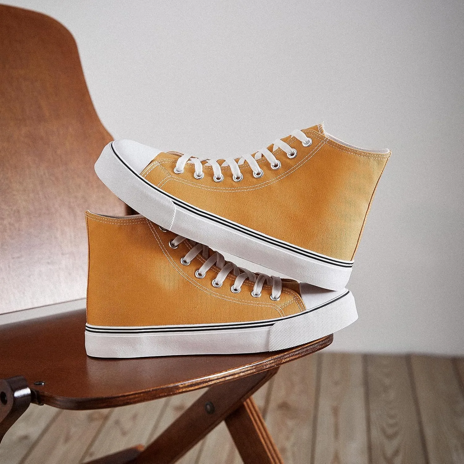 ZGR Men's High Top Canvas Sneakers Lace Up Classic Casual Walking Shoes