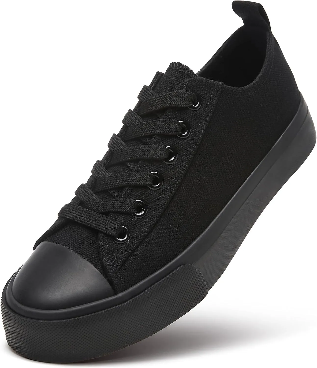 ZGR Womens White Canvas Sneakers,Classic Black Canvas Shoes,Casual Fashion Sneakers