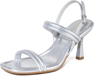 ZURIN Womens Strappy Sandals Kitten Heels Square Open Toe Heeled Sandals Ankle Strap Slingback High Heels Dress Party Evening Prom wedding Shoes