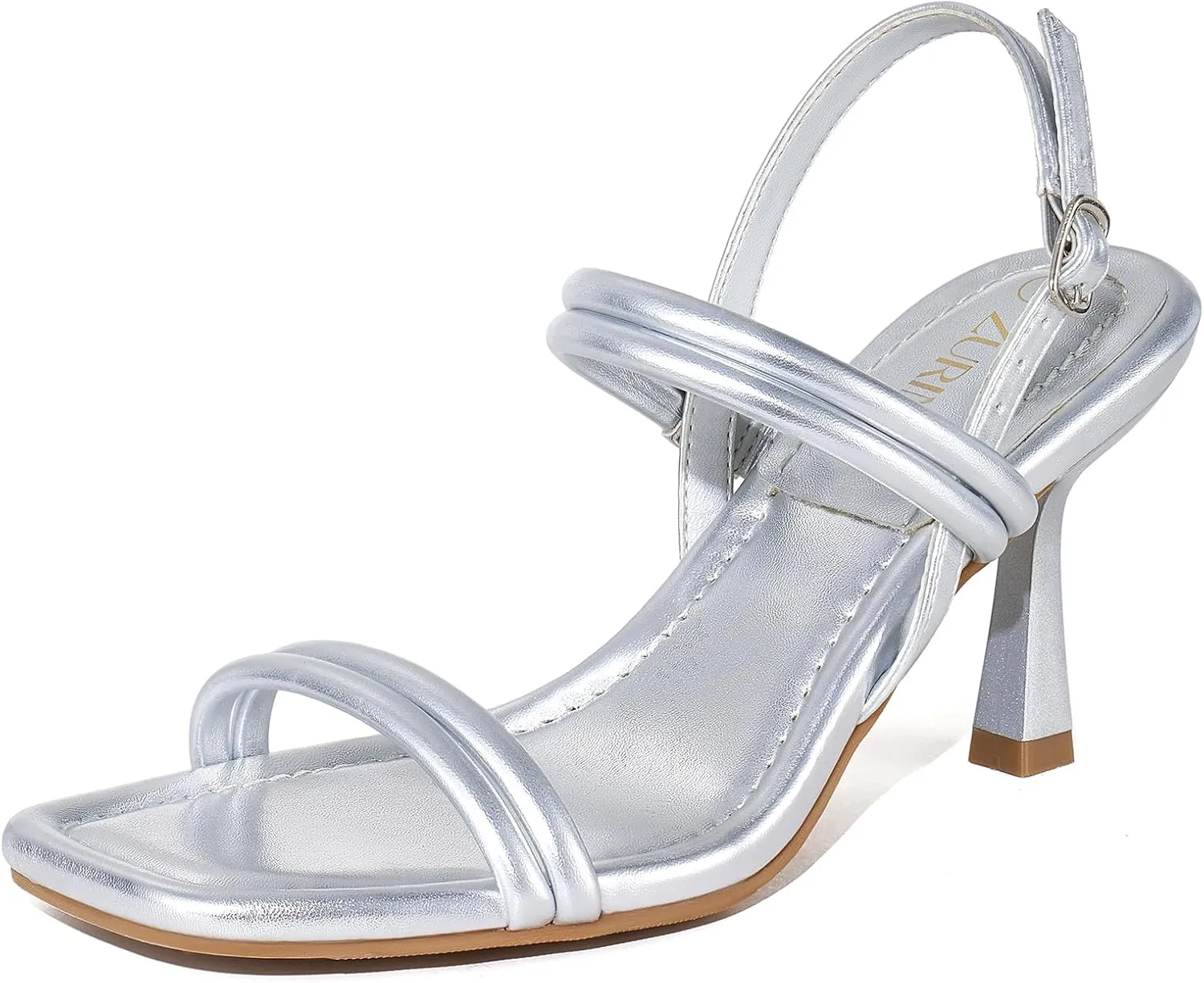 ZURIN Womens Strappy Sandals Kitten Heels Square Open Toe Heeled Sandals Ankle Strap Slingback High Heels Dress Party Evening Prom wedding Shoes